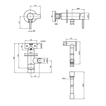 Смеситель с гигиеническим душем AQUAme Siena AQM6217BC медь шлифованная Смеситель с гигиеническим душем AQUAme Siena AQM6217BC медь шлифованная