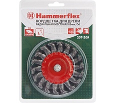 Кордщетка радиальная с хвостовиком Flex 207-209 (100 мм; d6; витая проволока) Hammer 62121