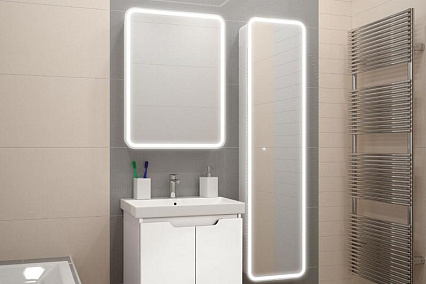 Шкаф-пенал Dreja Point 40, зеркальный, сенсорный выключатель, LED-подсветка