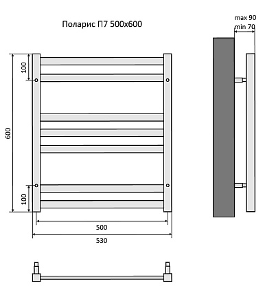 Полотенцесушитель водяной Aquatek Поларис П7 50x60 хром, AQ KO0760CH