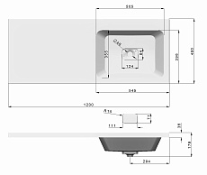 Раковина Dreja Wing 100120R 120 см, чаша справа