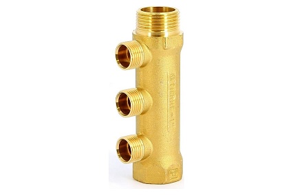 Коллектор Tiemme 3 отвода, 3/4"х3/4(18) евроконус (латунь) 1910017 / 1883G180503