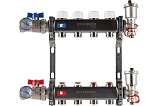 Коллектор из нержавеющей стали Rommer в сборе, без расходомеров, 4 выхода Rms-3210-000004 RG0091LAMJ3PCG