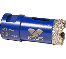 Коронка алмазная по керамограниту PRO 25 мм, M14 KEOS DC25M14