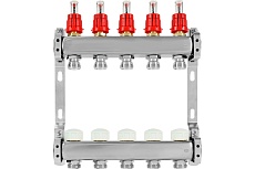 Коллекторная группа из нержавеющей стали ColSys 804 5 выходов, с расходомерами и термостатическими клапанами
