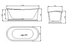 Чугунная ванна Sharking SW-1012A 170x75 с панелью, золото