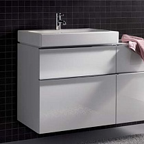 Тумба с раковиной Geberit iCon 60 см, два ящика, белый глянец