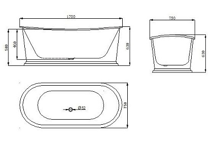 Чугунная ванна Sharking SW-1012A 170x75 с панелью, золото