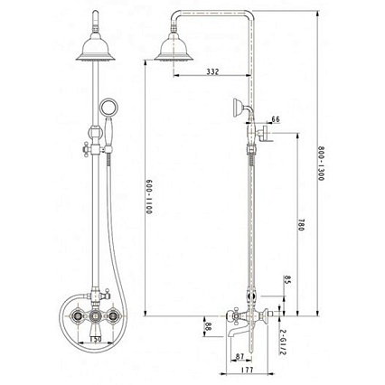 Душевая стойка Timo Nelson SX-1190 Chrome