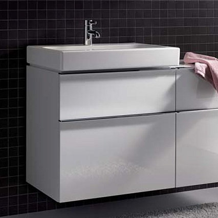 Тумба с раковиной Geberit iCon 60 см, два ящика, белый глянец