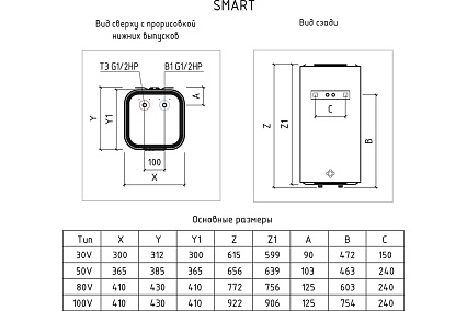 Электрический аккумуляционный водонагреватель Thermex бытовой Smart 80 V ЭдЭБ00863