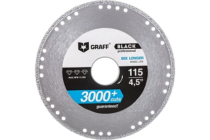 Диск отрезной алмазный по металлу (115х22.2 мм) для УШМ GRAFF black115