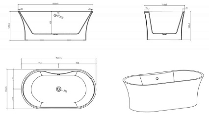 Акриловая ванна BelBagno BB201 150x74 белый