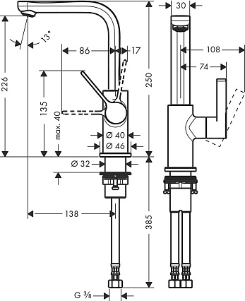 Смеситель для раковины Hansgrohe Metris S 31161000