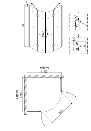 Душевой уголок Niagara Nova NG- 6816-08 Black 100x100 прозрачный, черный