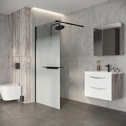 Душевая перегородка Niagara Nova NG-582-12BLACK 120x200 белый градиент, профиль черный матовый