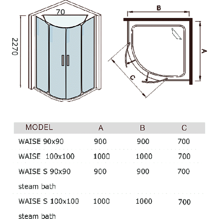 Душевая кабина WeltWasser Waise 90x90 хром, прозрачное