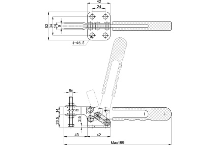 Зажим с горизонтальной рукоятью HS CLAMP HS-21382