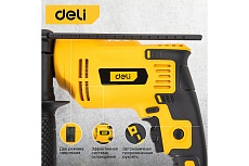 Сетевая ударная дрель Deli DL-CZ13-E2 (850Вт, ЗВП ф13мм, 3000 об/мин, реверс, картон) 102959