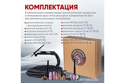 Горелка сварочная Superflex 20 TIG RF 4 м Start EV20RF-40