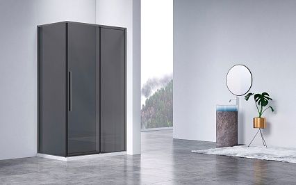Душевой уголок Vincea Слим-Н (Slim-N) VSR-4SN9012CGGM 120x90 вороненая сталь, стекло тонированное
