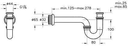 Сифон для мойки Vitra A45117EXP металлический