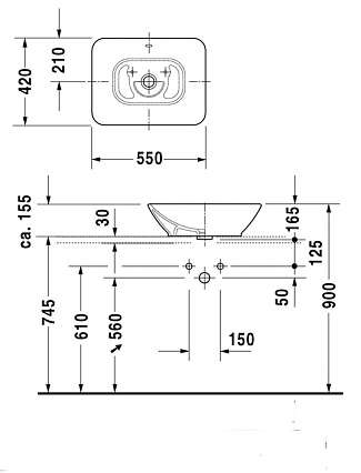 Раковина Duravit Bacino 0334520000 55 см