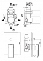 Смеситель для душа Cezares LIVELLO-VDIM-01