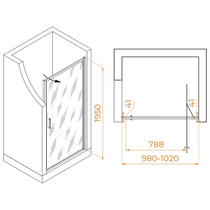 Душевая дверь RGW Stilvoll SV-05 100x195 прозрачное, хром 70320510-11