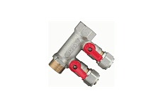 Коллектор для металлопластиковой трубы Terma 3/4"в/н с 2-мя шаровыми кранами, конус 16 мм(1/2") (14001) 35991