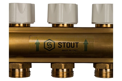 Распределительный коллектор из латуни с расходомерами 5 вых. STOUT SMB 0473 000005