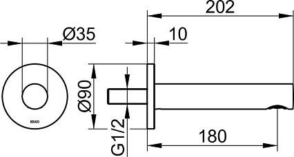 Излив для ванны Keuco IXMO 59545010101 202 мм, хром