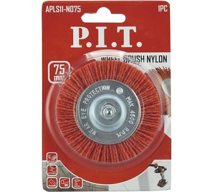 Кордщетка дисковая P.I.T. 75x1,2мм, нейлоновая проволока, хвостовик 6 мм APLS11-N075