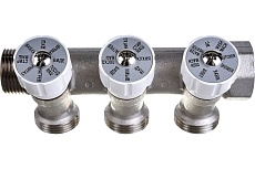 Коллектор НВ 3/4 3х3/4EK Н 40мм никелированный с вентилями Uni-Fitt 402N3330