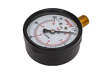 Манометр от 0 до 100 бар из углеродистой стали, D63 мм, NPT 1/4&quot;, штуцер снизу A-Flow G10-C-4N-63A-100bar