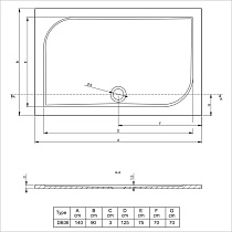 Поддон для душа Riho Kolping 140x90