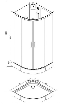 Душевая кабина Aquanet Passion R 90x90, прозрачное стекло