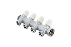 Коллектор Tiemme 4 отвода, регулируемый 1&quot;х1/2(16) MAXIMA (никель) 1860020 / 1868K
