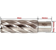Сверло корончатое HSS 19x55 мм, Weldon 19 AktiTool 70155019