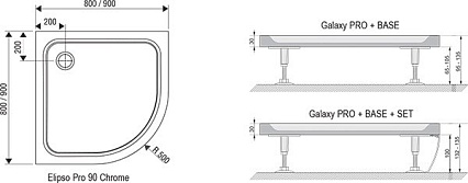 Поддон для душа Ravak Elipso Pro-90 CHROME
