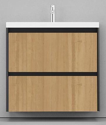 Тумба с раковиной Velvex Klaufs 80 см подвесная, 2 ящика