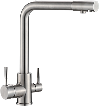 Смеситель для кухни Ulgran Classic U-016-304 с дополнительным краном, нержавеющая сталь