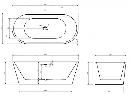 Акриловая ванна Abber AB9216-1.7MB 170x80 черный матовый