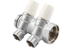 Коллектор Tiemme 2 отвода, регулируемый 1&quot;х1/2(16) MAXIMA (никель) 1860022 / 1868K