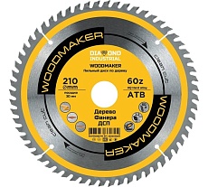 Диск пильный по дереву Woodmaker 210x30 мм, Z=60, атв Diamond Industrial DIDD210Z60