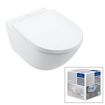 Подвесной унитаз Villeroy&Boch Subway 3.0 безободковый, сиденье в комплекте SoftClosing, альпийский белый 4670TS01