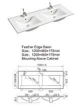 Раковина CeramaLux NYJ809-120 120.5 см