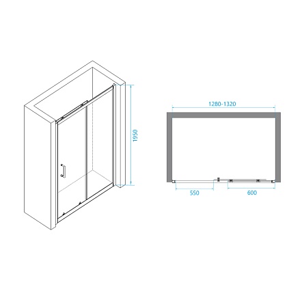 Душевая дверь RGW Passage PA-14B 130x195, прозрачное стекло, черный