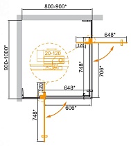 Душевой уголок Cezares SLIDER-AH-2-80/90-90/100-C-Cr 80/90x90/100 прозрачный, хром