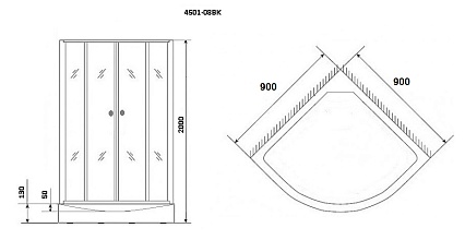 Душевая кабина Niagara Eco NG-4501-14BK BLACK 90x90 стекло с рисунком